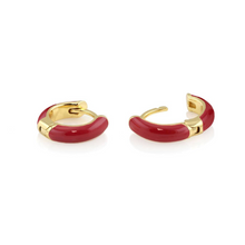 Kris Nations Enamel Huggie Hoops Deep Red E671-G-RED