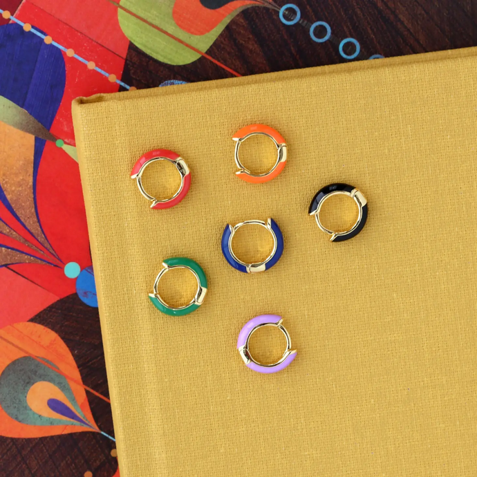 Kris Nations Enamel Huggie Hoops E671