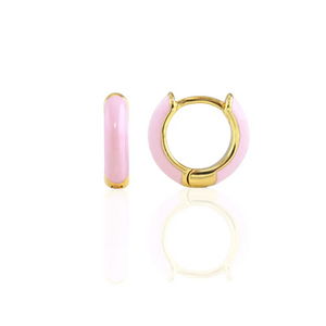 Kris Nations Enamel Huggie Hoops Light Pink E671-G-LTPNK