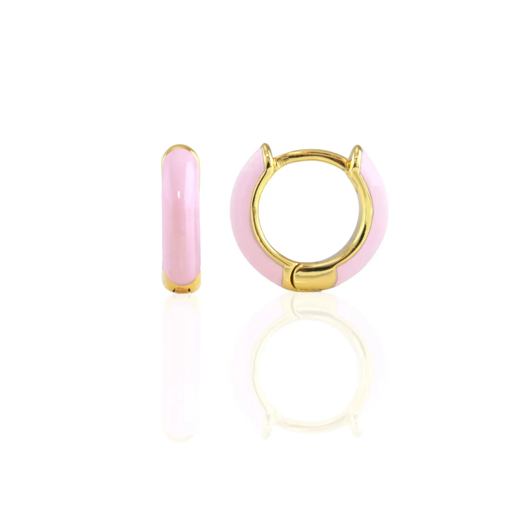 Kris Nations Enamel Huggie Hoops Light Pink E671-G-LTPNK