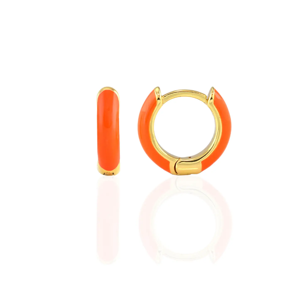 Kris Nations Enamel Huggie Hoops Orange E671-G-ORG