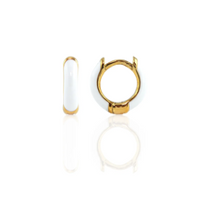 Kris Nations Enamel Huggie Hoops White E671-G-WHT
