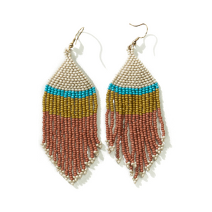 Ink + Alloy Erin Colour Block Stripe Fringe Earrings Rust SBER2001RU