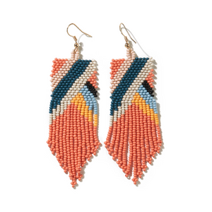 Ink + Alloy Fiona Angles Beaded Fringe Earrings Coral SBER2900C