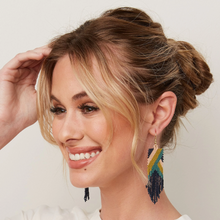 Ink + Alloy Fiona Angles Beaded Fringe Earrings Navy SBER2900NA
