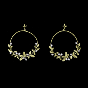 Silver Seasons Flowering Thyme Hoop Earrings 3576BZ