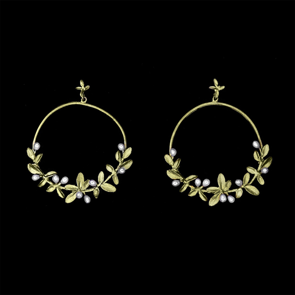 Silver Seasons Flowering Thyme Hoop Earrings 3576BZ