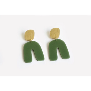 dconstruct Fluid Curve Earrings Moss Gold MOS-EFLCRV-G