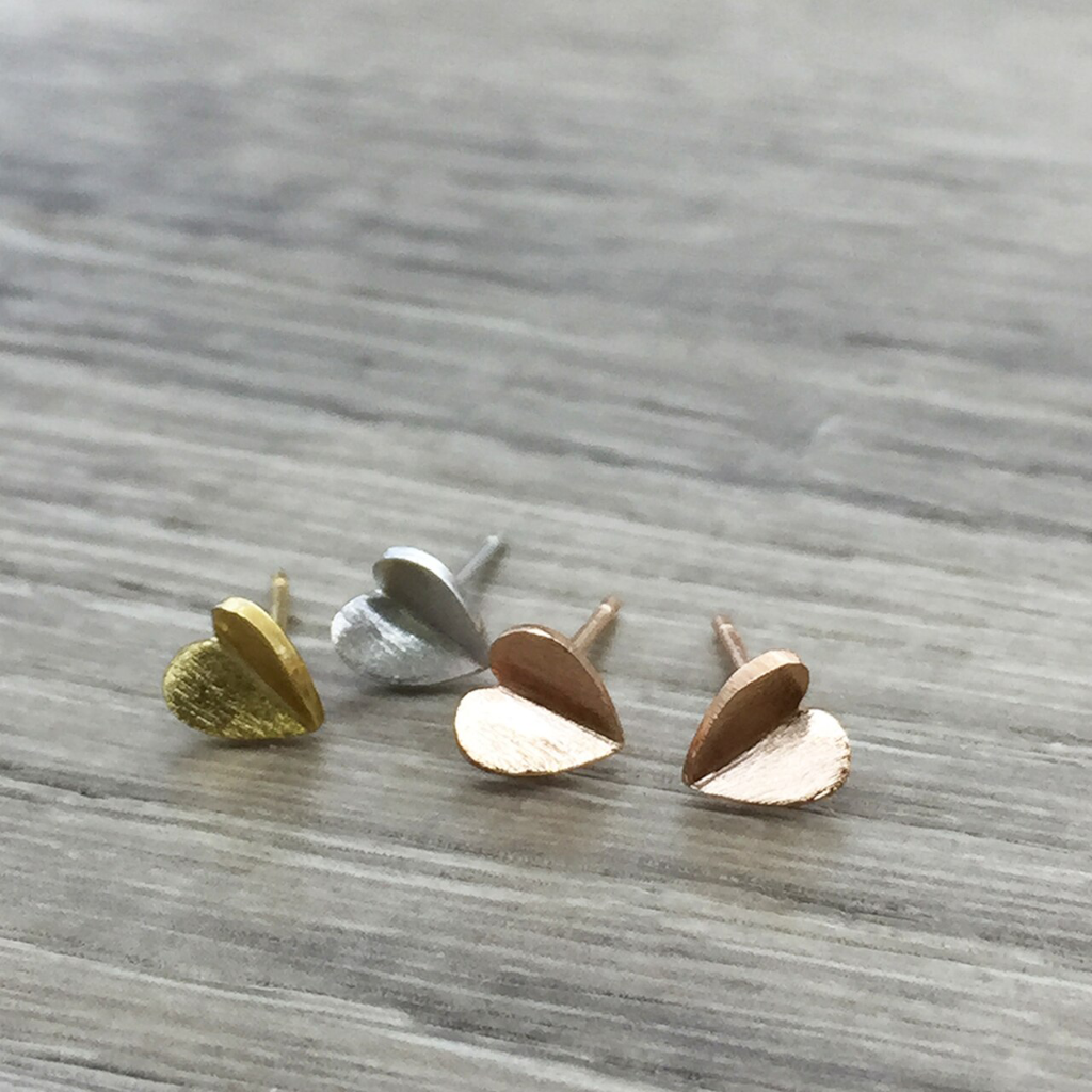jj+rr Folded Heart Studs E566