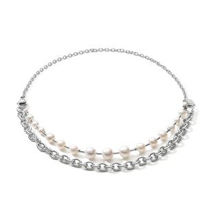 Coeur de Lion Freshwater Pearl & Chunky Chain Necklace 1100-10-1417