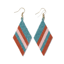Ink + Alloy Frida Diagonal Uniform Stripe Beaded Earrings Teal LXER0300TR