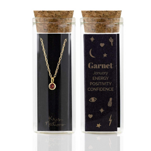 Kris Nations Garnet Charm Necklace Gold N778-G-GAR
