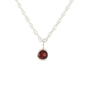 Kris Nations Garnet Charm Necklace Silver N778-S-GAR