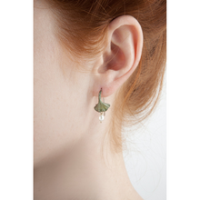 Silver Seasons Ginkgo Pearl Drop Earrings 4204BZWP