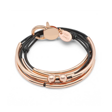 Lizzy James Girlfriend Rose Gold Black Wrap Bracelet