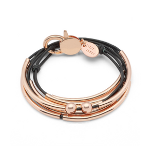 Lizzy James Girlfriend Rose Gold Black Wrap Bracelet