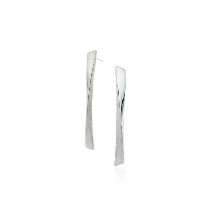 Pamela Lauz Grass Long Silver Earrings GRA-S008