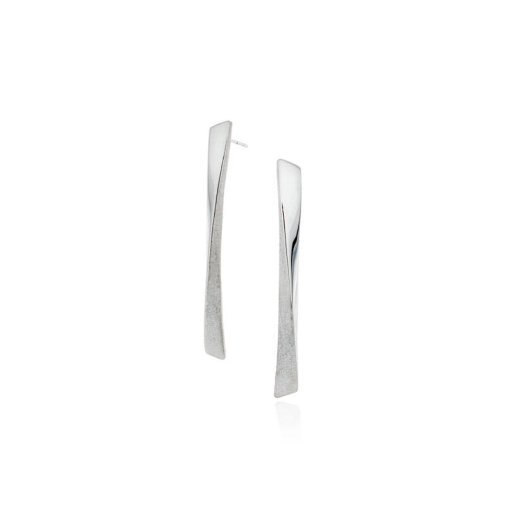Pamela Lauz Grass Long Silver Earrings GRA-S008