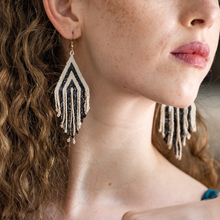 Ink + Alloy Haley Stacked Triangle Fringe Earrings Black LXER1002