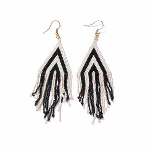 Ink + Alloy Haley Stacked Triangle Fringe Earrings Black LXER1002
