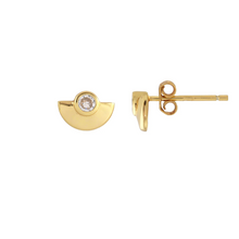 Kris Nations Half Moon Crystal Studs Gold E762-G
