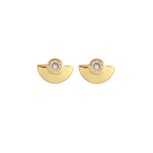 Kris Nations Half Moon Crystal Studs Gold E762-G