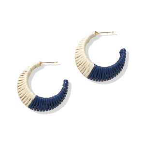 Ink + Alloy Harper Colour Block Hoops Cream and Navy WVER0200IN