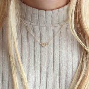 Kris Nations Heart Crystal Outline Necklace Gold N927-G
