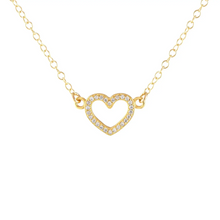 Kris Nations Heart Crystal Outline Necklace Gold N927-G