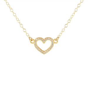 Kris Nations Heart Crystal Outline Necklace Gold N927-G
