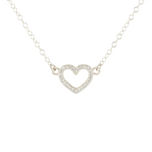 Kris Nations Heart Crystal Outline Necklace Silver N927-S