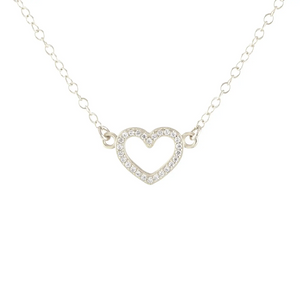 Kris Nations Heart Crystal Outline Necklace Silver N927-S