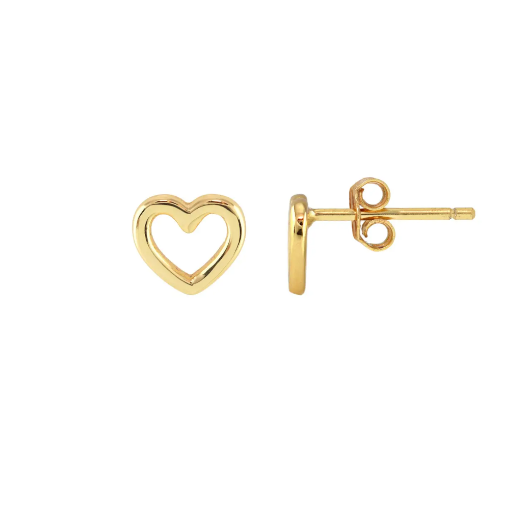 Kris Nations Heart Outline Studs Gold E788-G