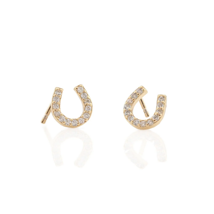 Kris Nations Horseshoe Crystal Studs Gold E561-G