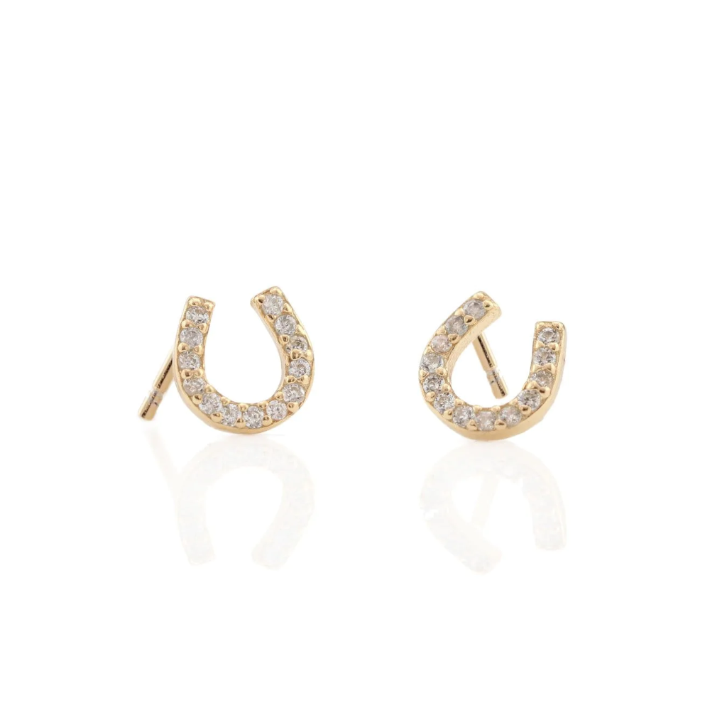 Kris Nations Horseshoe Crystal Studs Gold E561-G