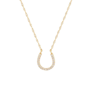 Kris Nations Horseshoe Pave Necklace Gold N688-G
