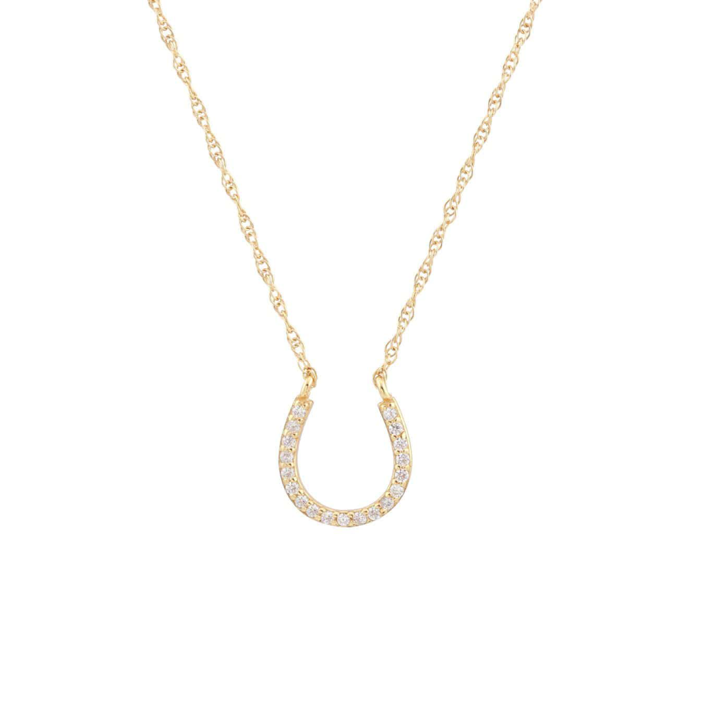 Kris Nations Horseshoe Pave Necklace Gold N688-G