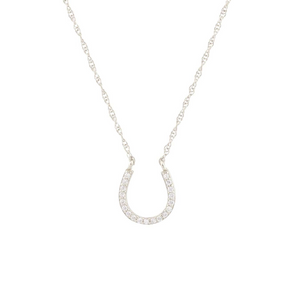 Kris Nations Horseshoe Pave Necklace Silver N688-S