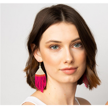 INK + ALLOY Hot Pink Ivory Coral Stripe Fringe Earrings SBER2001HP