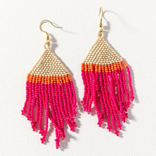 INK + ALLOY Hot Pink Ivory Coral Stripe Fringe Earrings SBER2001HP