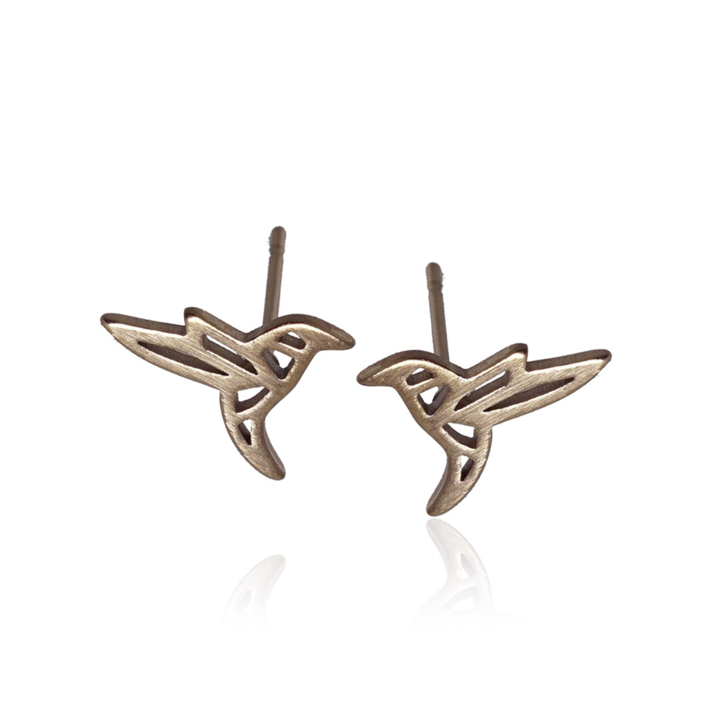 jj+rr Hummingbird Origami Studs Rose Gold 7E11-RG