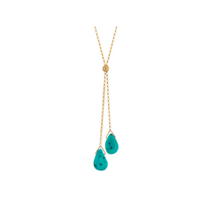 Pamela Lauz Lantern Turquoise Lariat Gold-filled LAN-GF58