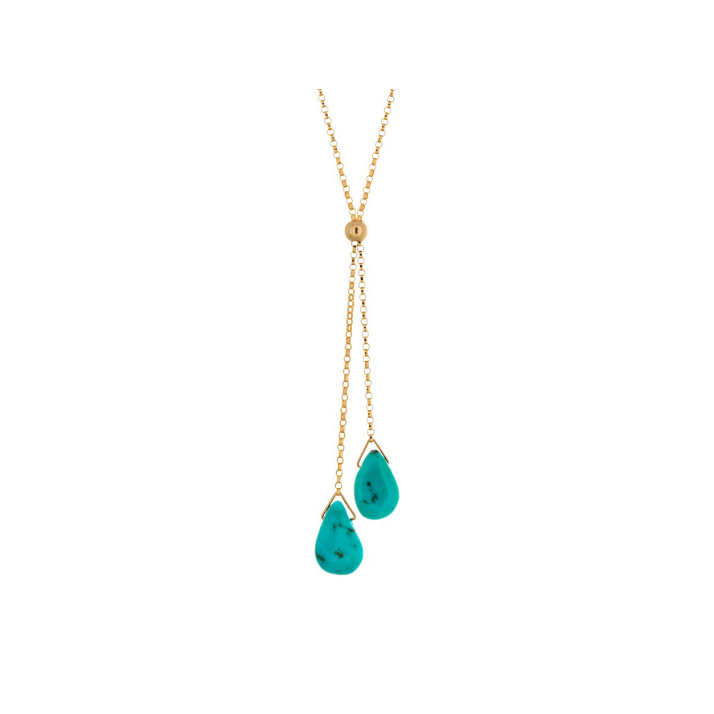 Pamela Lauz Lantern Turquoise Lariat Gold-filled LAN-GF58
