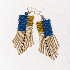 Ink + Alloy Lapis Citron and Ivory Seed Bead Earrings SBER0201LA