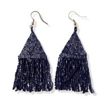 Ink + Alloy Lexie Solid Beaded Fringe Earrings Navy LXER0501NA
