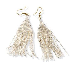 Ink + Alloy Lexie Solid Beaded Fringe Earrings Silver LXER0501SI