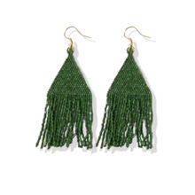 Ink + Alloy Lexie Solid Beaded Fringe Earrings Emerald Green LXER0501EM