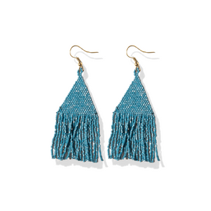 Ink + Alloy Lexie Solid Beaded Fringe Earrings Light Blue LXER0501LB