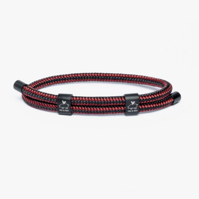 Pig & Hen Little Lewis DBL Brick Red Black Bracelet P33-294900