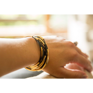 Lizzy James Lizzy Classic Gold Black Wrap Bracelet